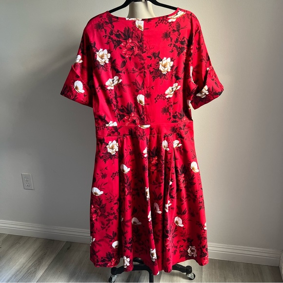 Lady Voluptuous 14 US / 18 UK Estrella Vintage Inspired Red Floral Dress - Picture 3 of 14